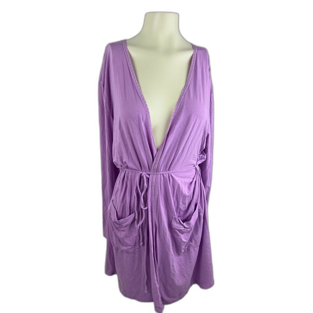 Victoria’s Secret Angels Womens Modal Purple Opent Front Robe Lace Trim Size M/L
